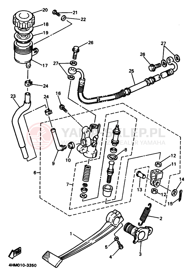 Schemat "Pompa hamulcowa tył" do Yamaha XJR400R