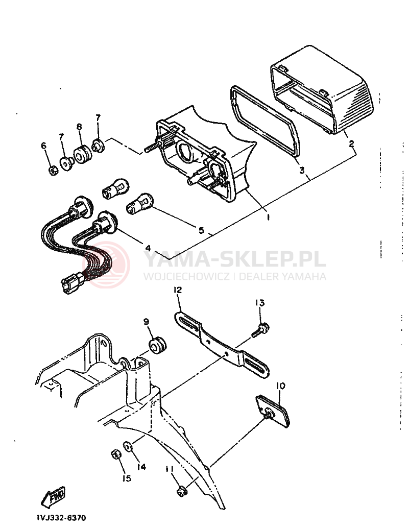 Schemat "Oświetlenie tył" do Yamaha XT600ZS