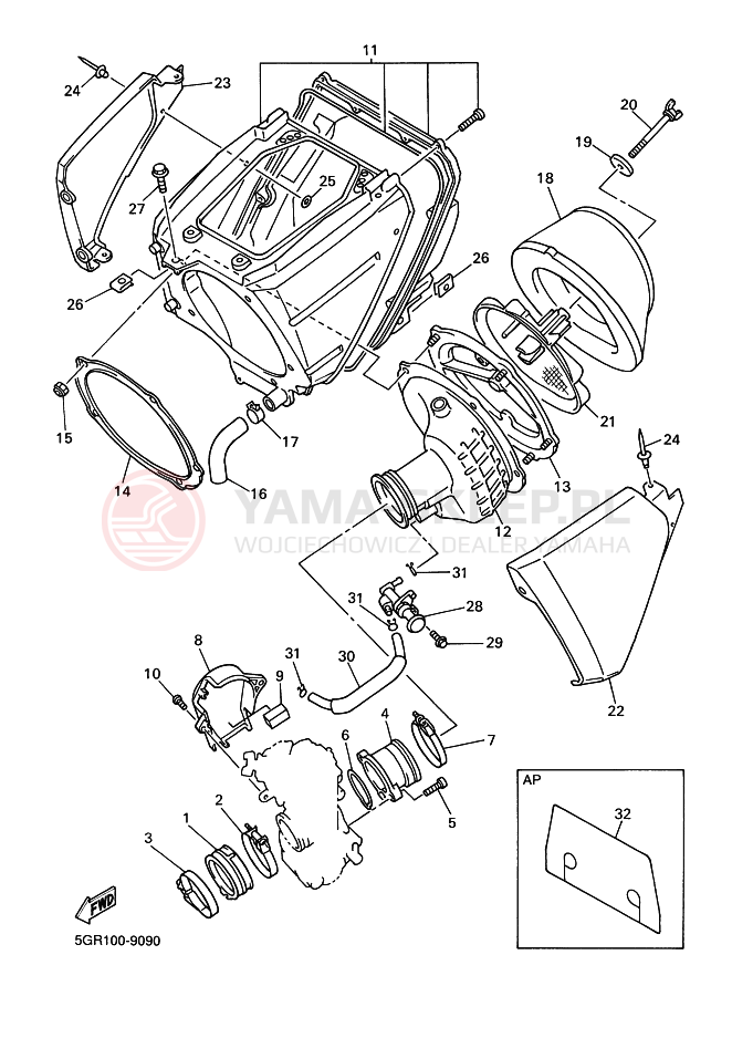 Schemat "Wtrysk paliwa" do Yamaha YZ400F