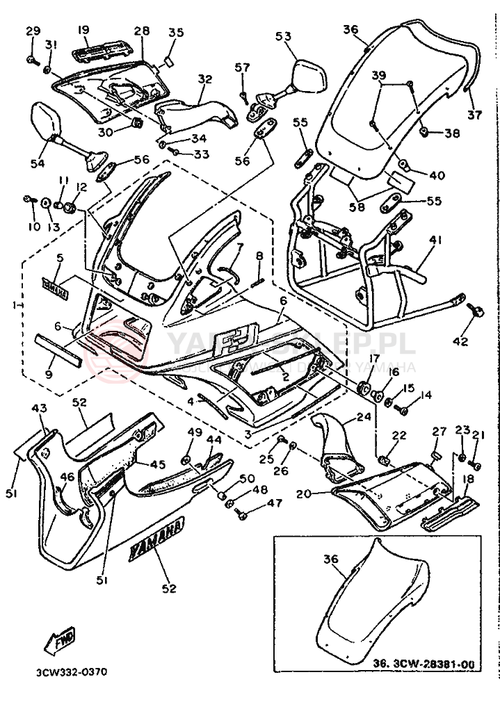 Schemat "elementy nadwozia" do Yamaha FJ1200