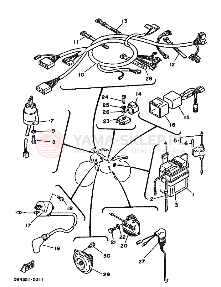 Schemat "układ elektryczny" do Yamaha TY250