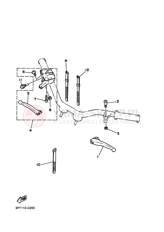 Schemat "Kierownica i osprzęt" do Yamaha PW50