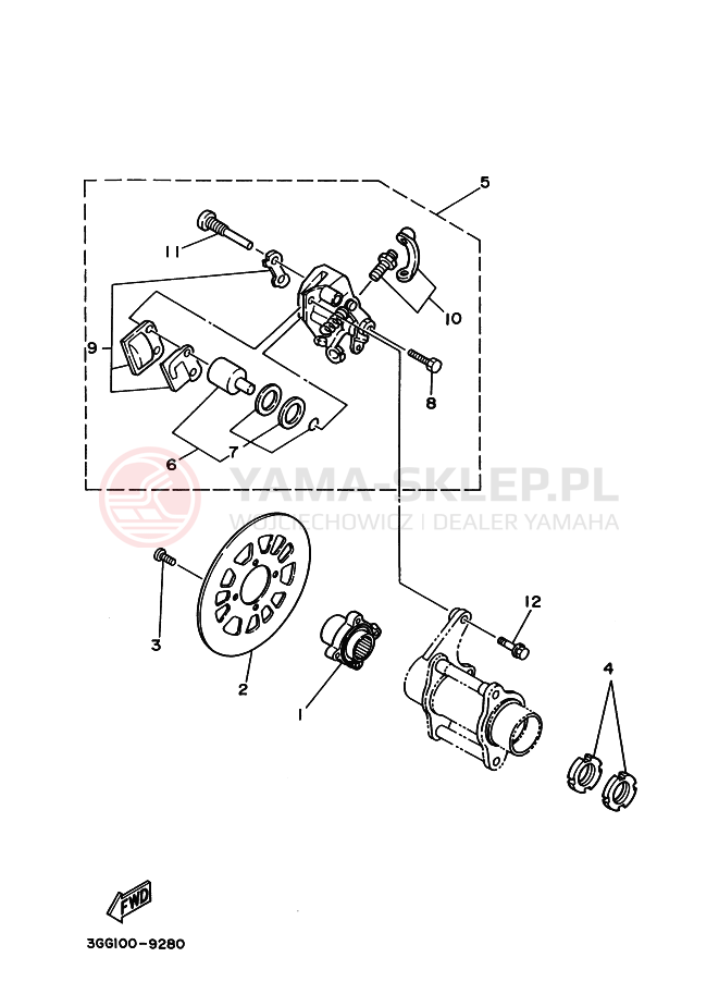 Schemat "Zacisk hamulcowy tylny" do Yamaha YFZ350