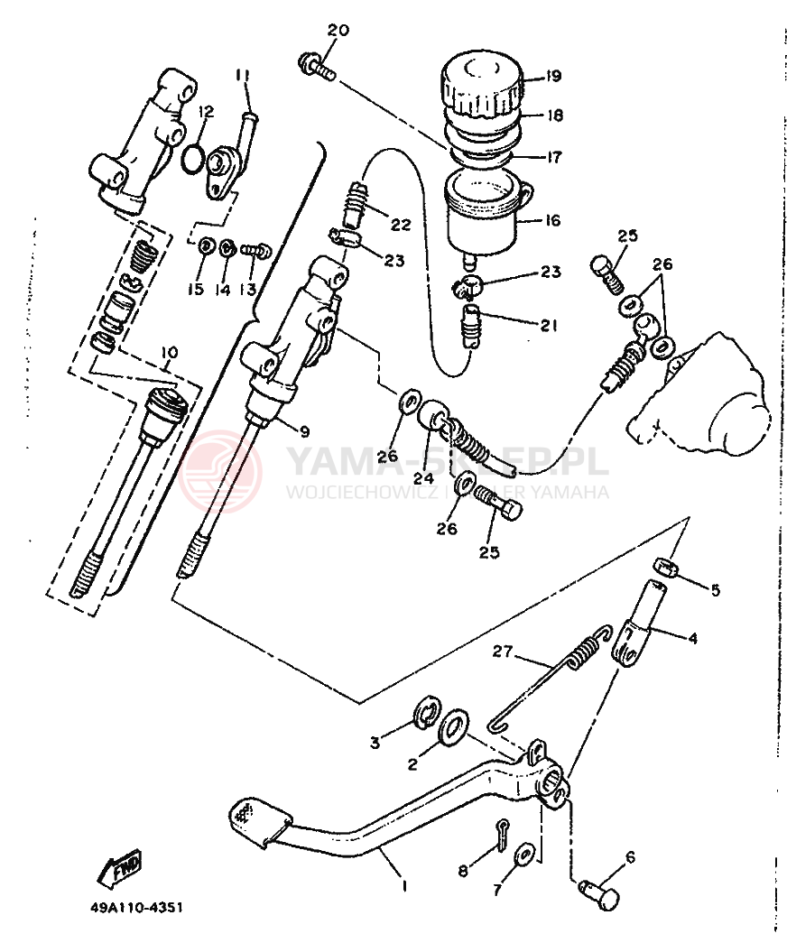 Schemat "Pompa hamulcowa tył" do Yamaha XJ600