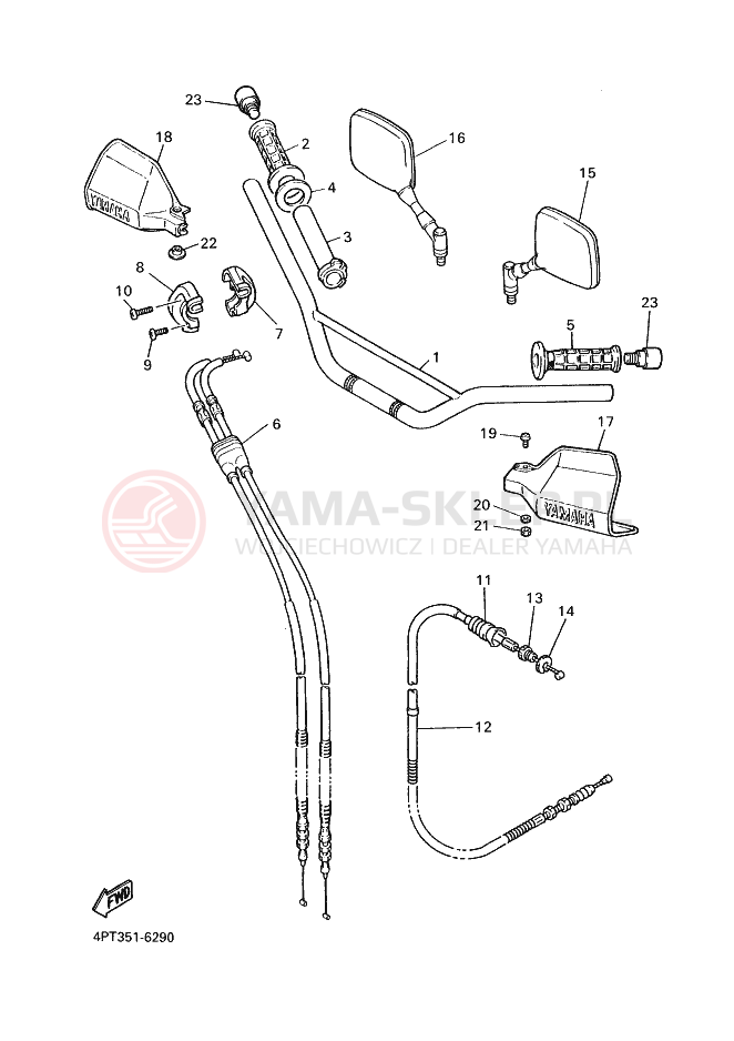 Schemat "Kierownica i osprzęt" do Yamaha XT600E