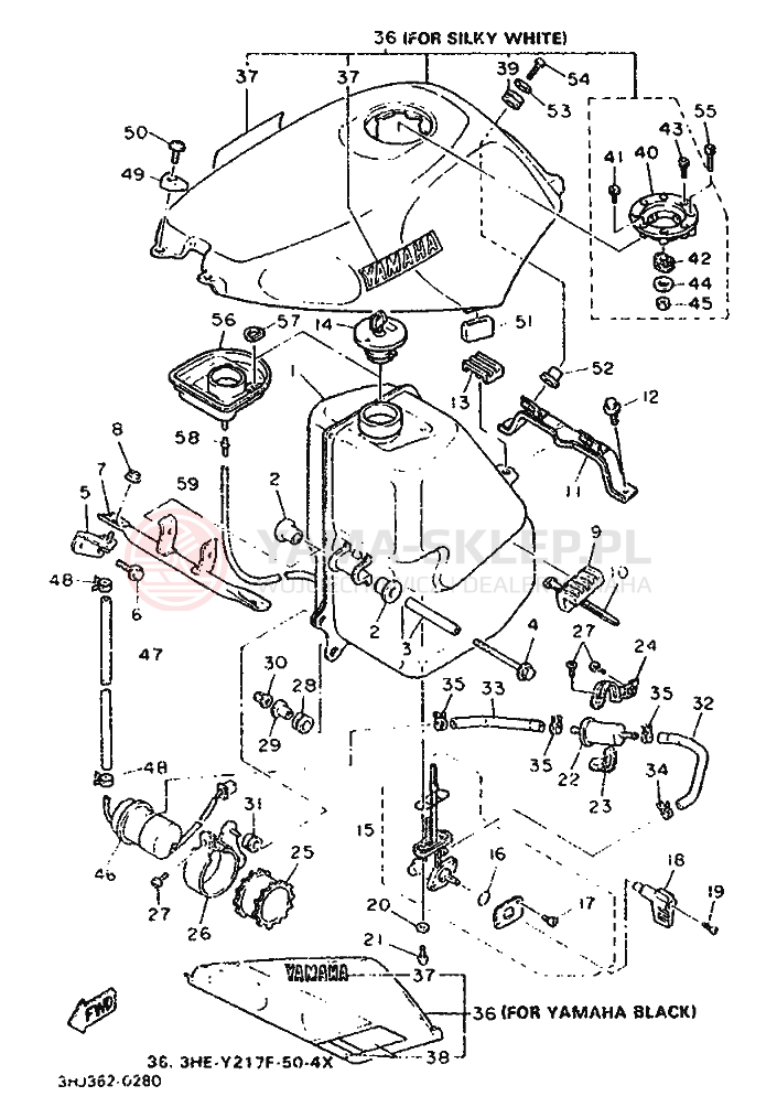 Schemat "zbiornik paliwa" do Yamaha FZR500