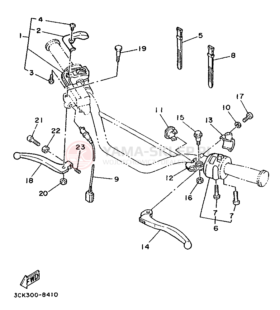 Schemat "Kierownica i osprzęt" do Yamaha TDR240
