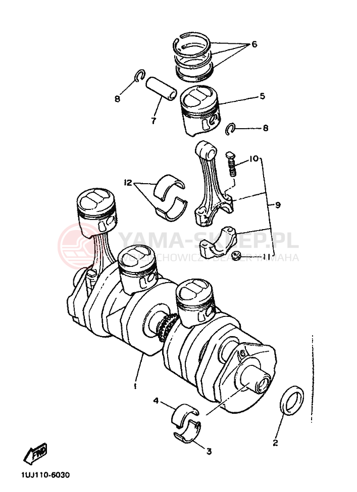 Schemat "Wał korbowy, tłok" do Yamaha FZ600