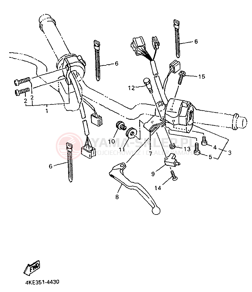 Schemat "Kierownica i osprzęt" do Yamaha XJ600N