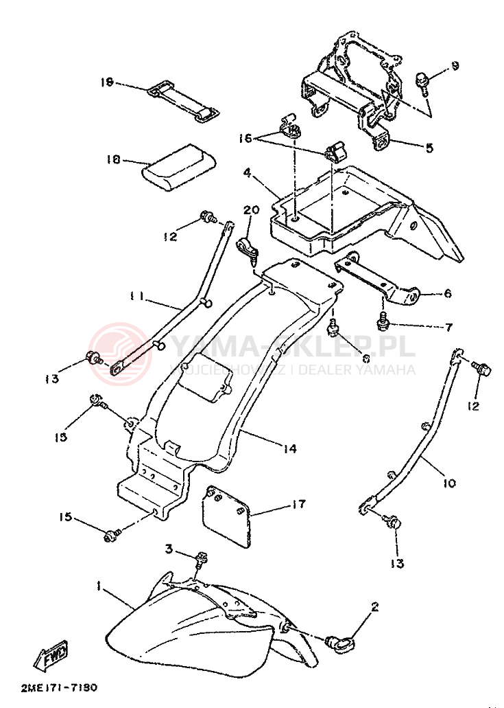 Schemat "błotnik" do Yamaha TZR250