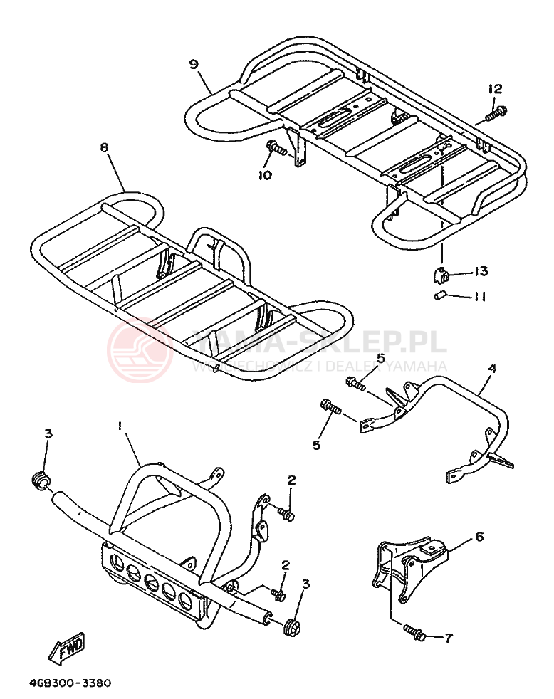 Schemat "osłona / stelaż" do Yamaha KODIAK 400