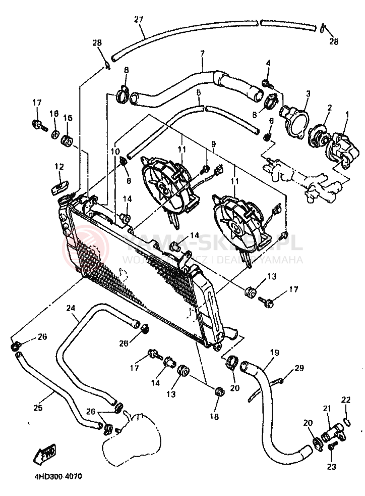 Schemat "Układ chlodzenia" do Yamaha YZF750R