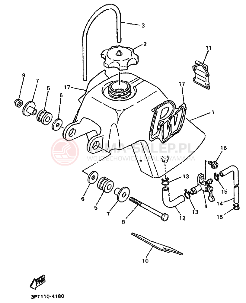 Schemat "zbiornik paliwa" do Yamaha PW50