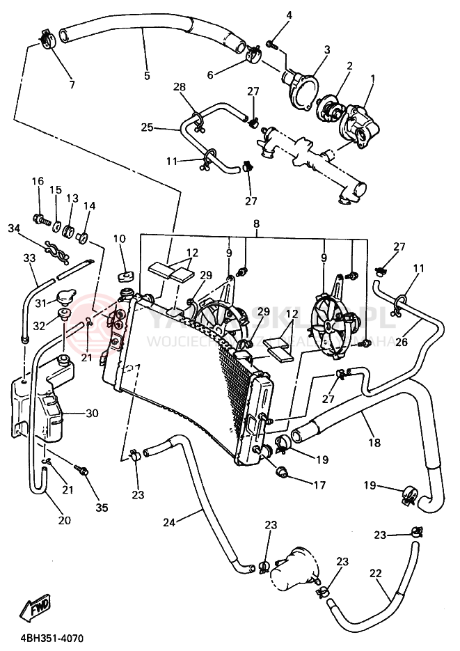 Schemat "Układ chlodzenia" do Yamaha GTS1000