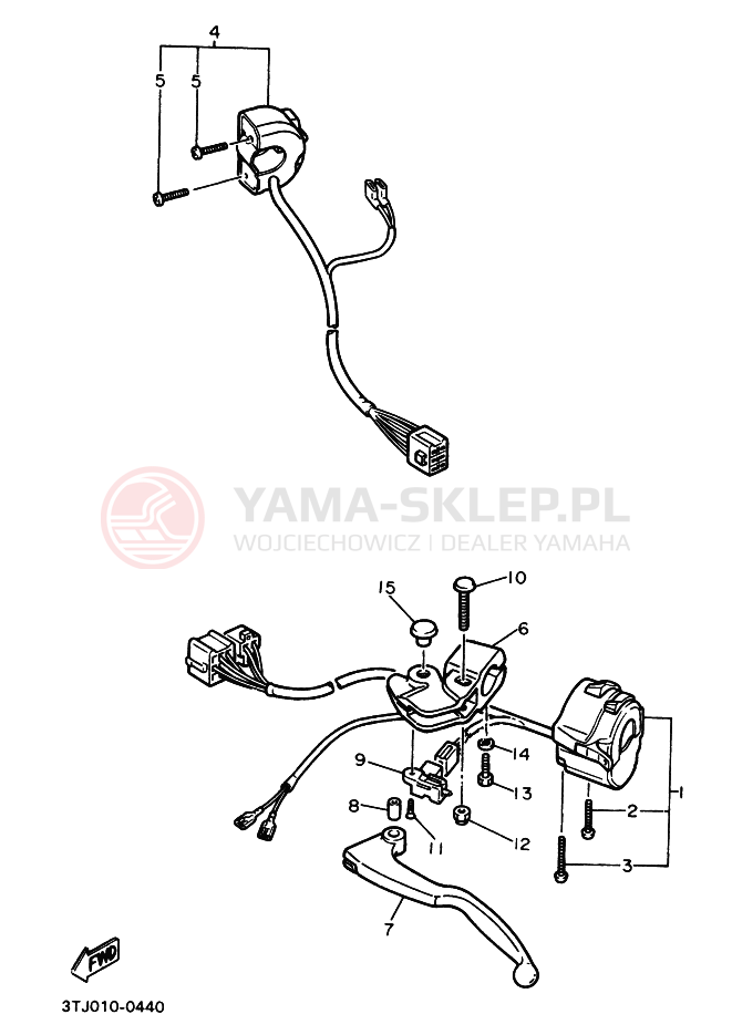 Schemat "Kierownica i osprzęt" do Yamaha FZR400RR