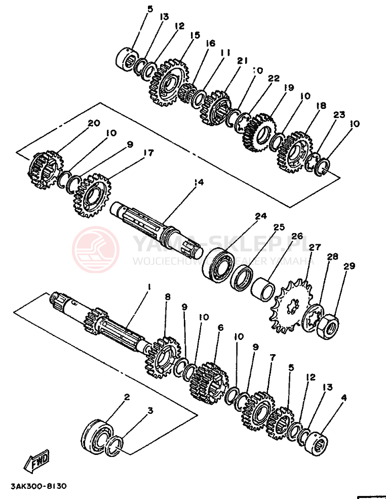 Schemat "Skrzynia biegów " do Yamaha TZ250