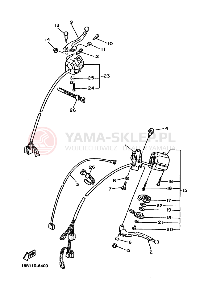 Schemat "Kierownica i osprzęt" do Yamaha XV750 XV750J VIRAGO 750