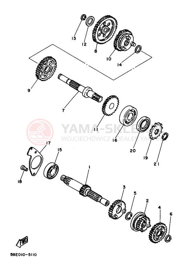 Schemat "Skrzynia biegów " do Yamaha YB-1