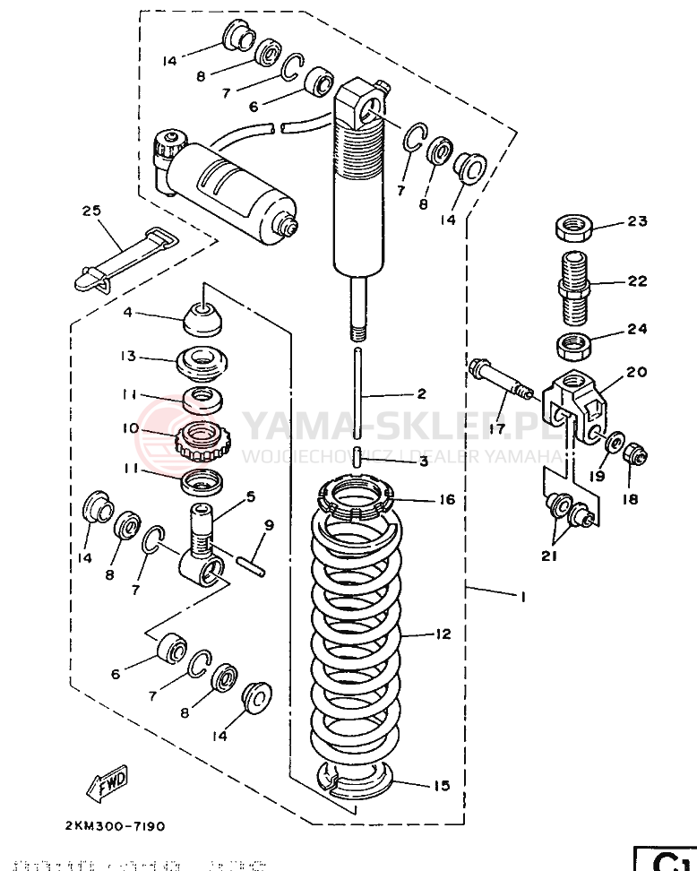 Schemat "zawieszenie tył" do Yamaha TZ250
