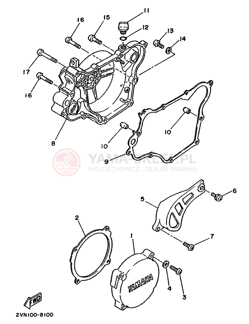 Schemat "Pokrywa silnika" do Yamaha YZ125