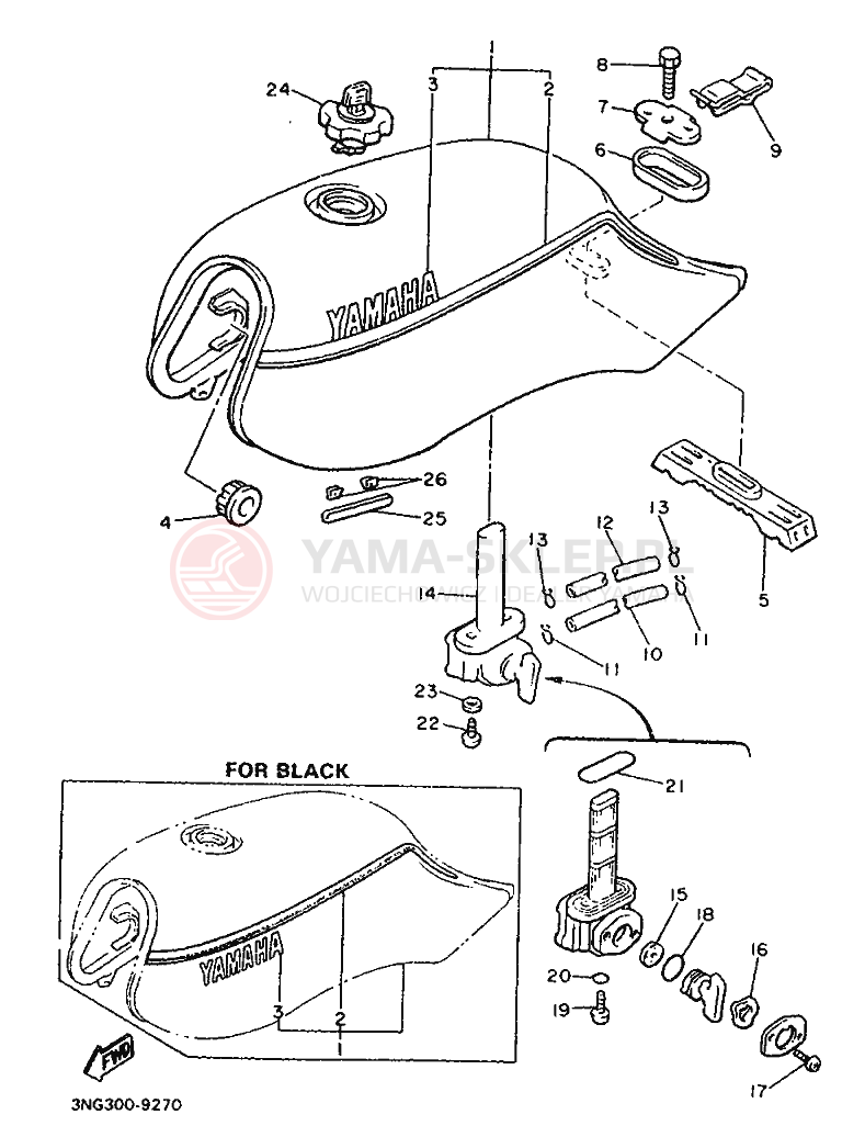 Schemat "zbiornik paliwa" do Yamaha XJ900