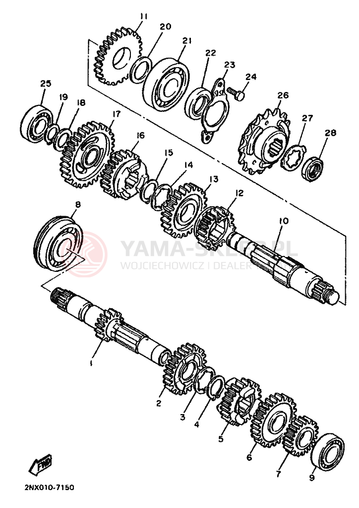 Schemat "Skrzynia biegów " do Yamaha XT500T