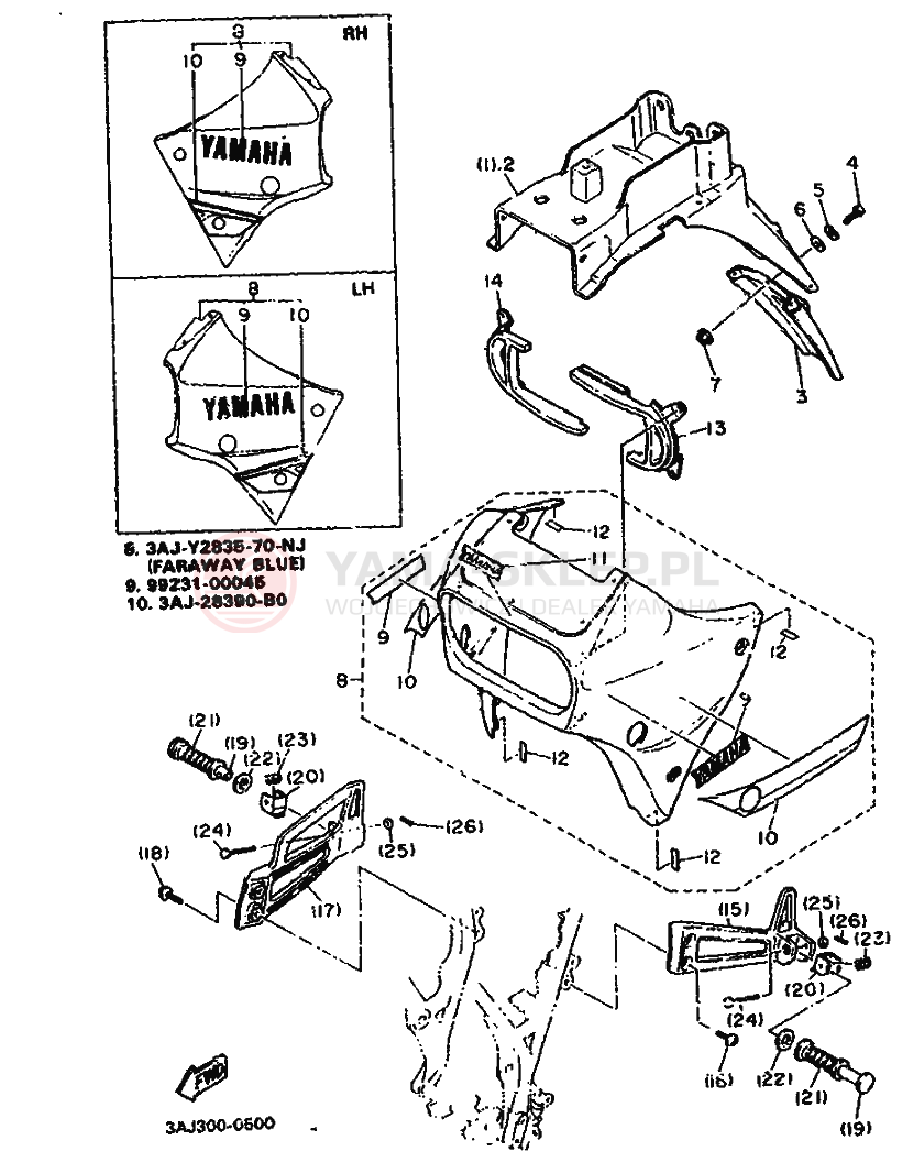 Schemat "Zawieszenie przód" do Yamaha XT600Z TENERE