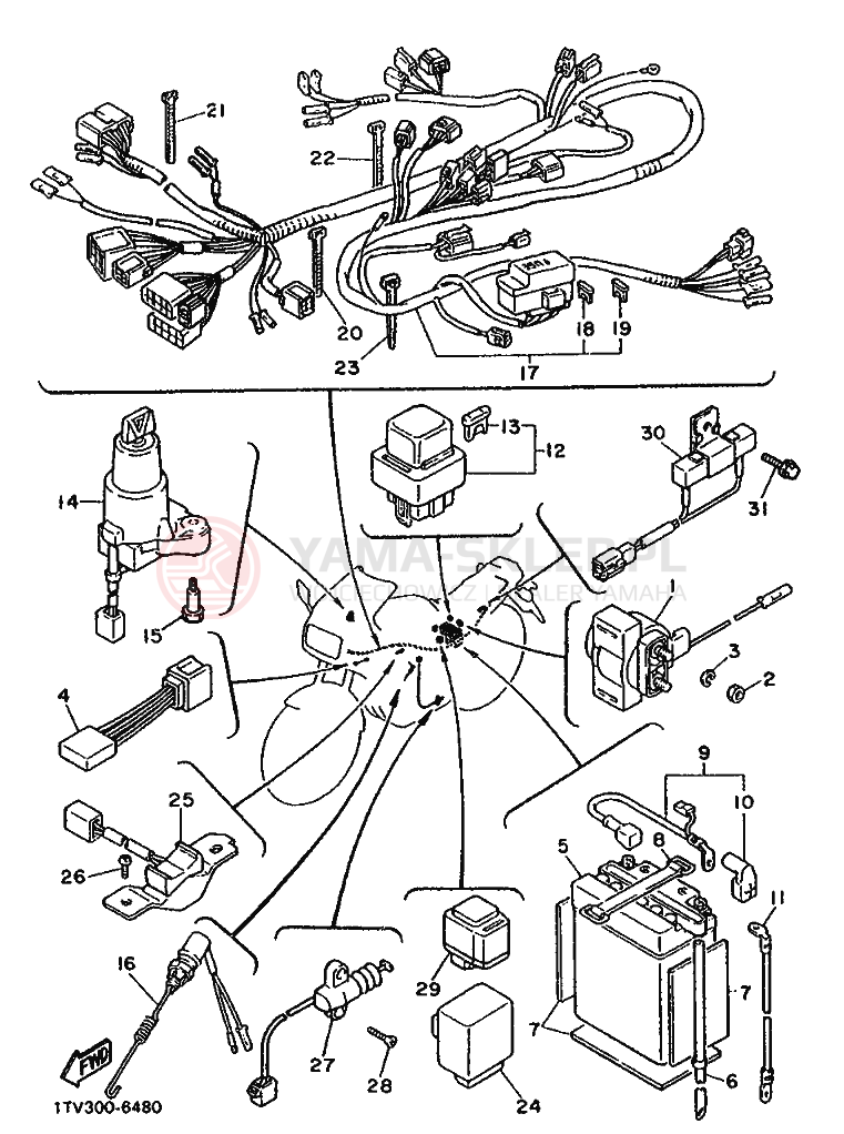 Schemat "układ elektryczny" do Yamaha FZ750