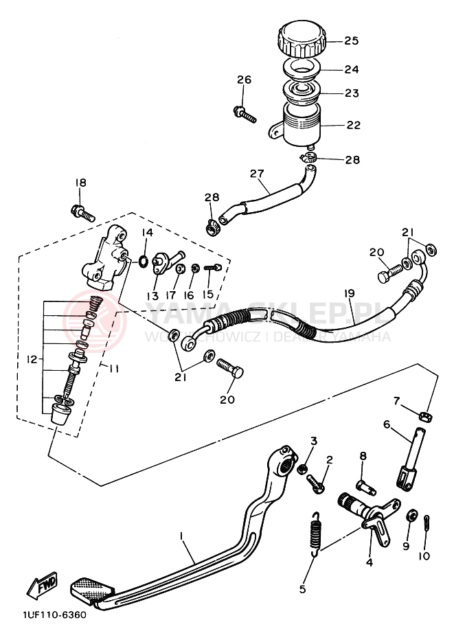 Schemat "Pompa hamulcowa tył" do Yamaha FZX750