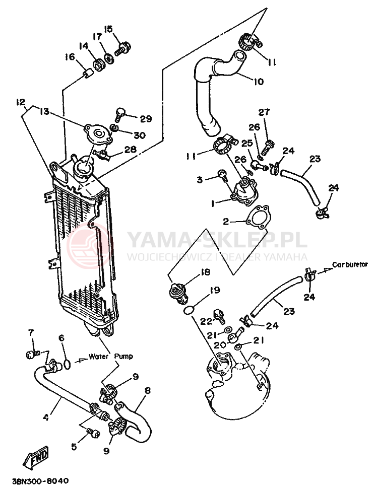 Schemat "Układ chlodzenia" do Yamaha DT125R