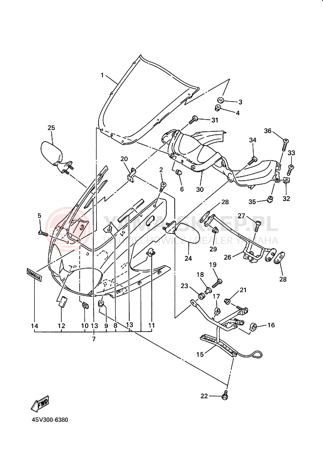Schemat "elementy nadwozia" do Yamaha YZF1000R THUNDERACE