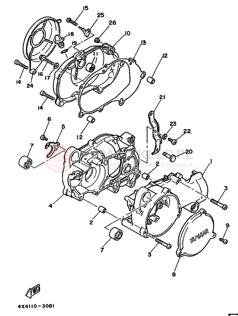 Schemat "Obudowa silnika" do Yamaha PW50S
