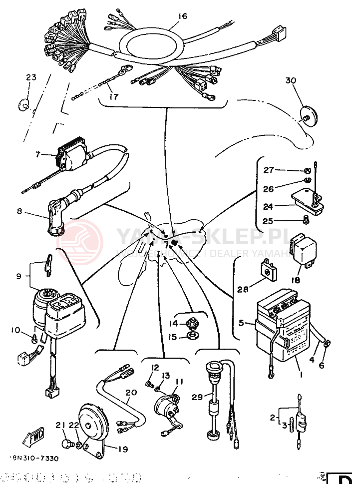 Schemat "układ elektryczny" do Yamaha YB100