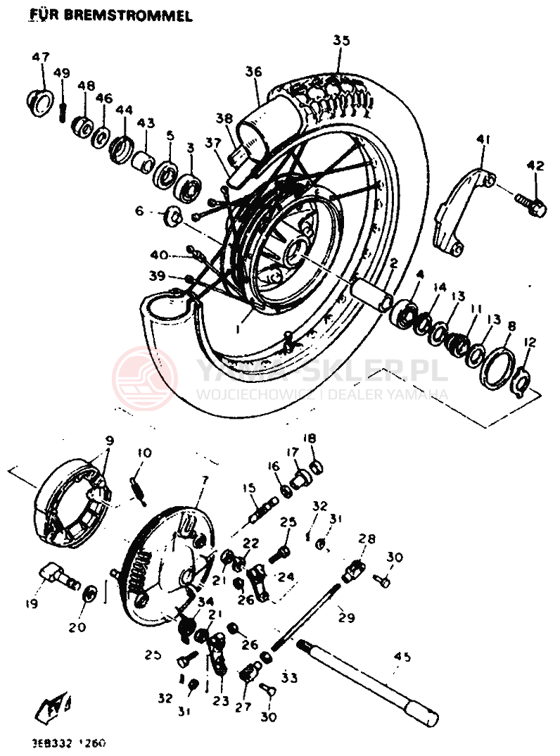 Schemat "Koło przód" do Yamaha SR500