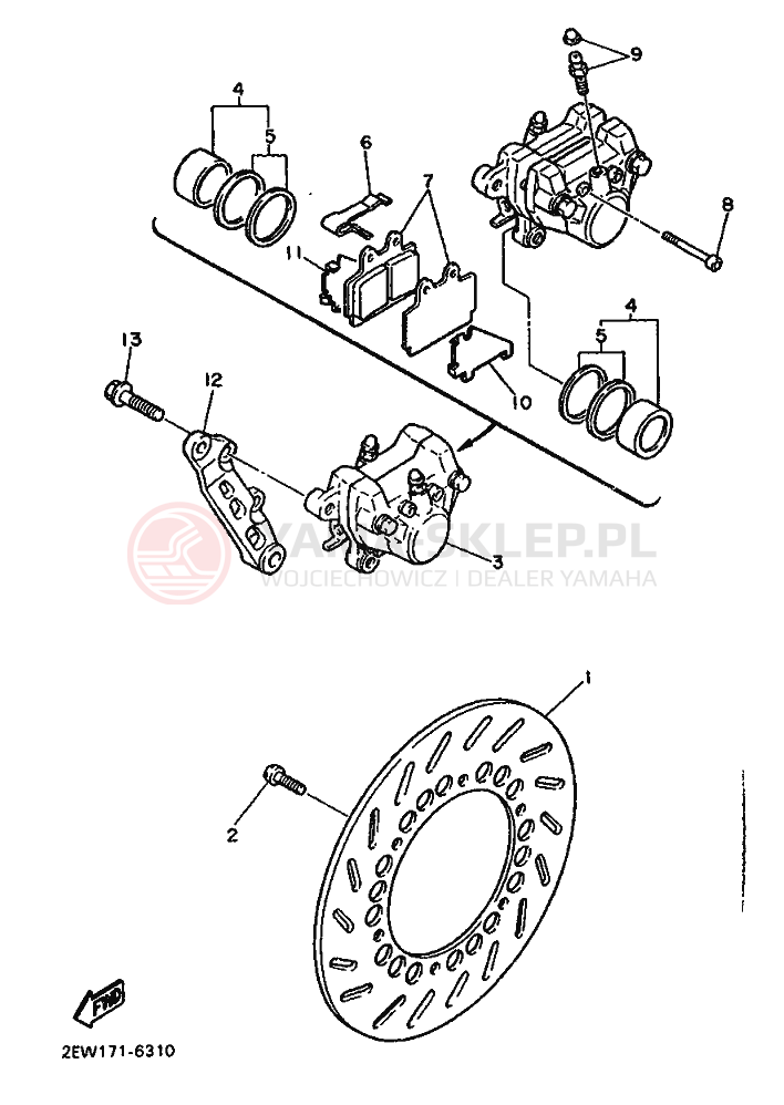 Schemat "Zacisk hamulcowy tylny" do Yamaha FZ600