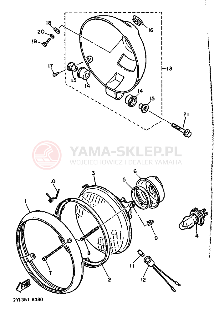 Schemat "Lampa przód" do Yamaha XV535 VIRAGO