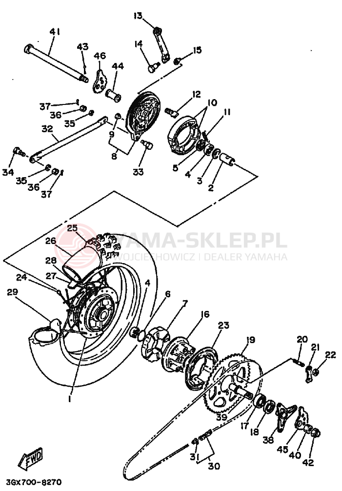 Schemat "Koło tył" do Yamaha AG200E