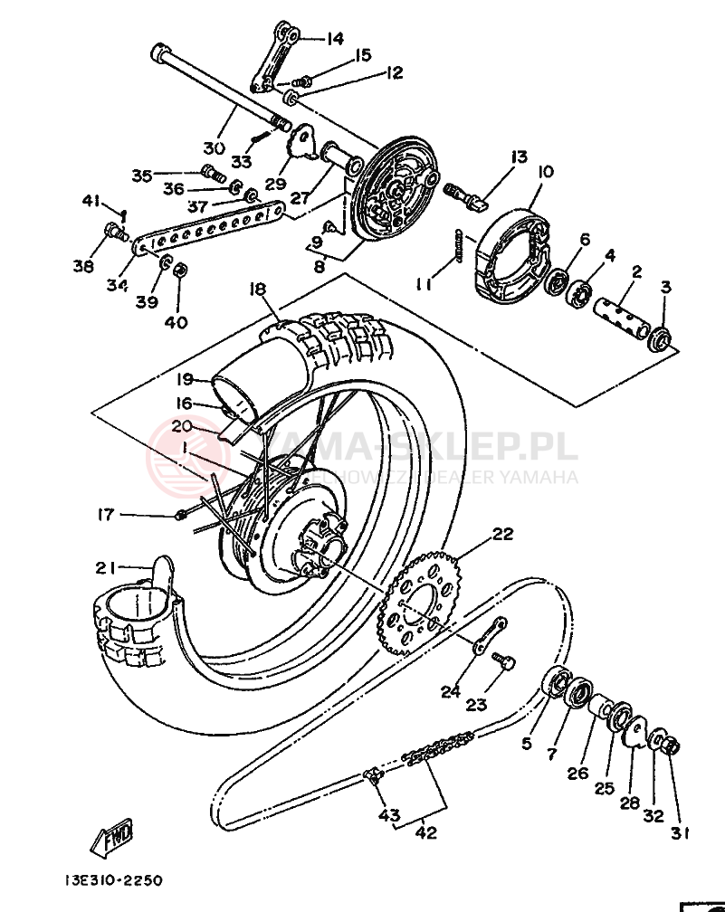 Schemat "Koło tył" do Yamaha TY125