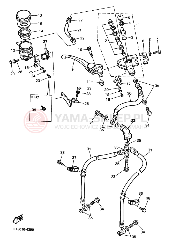 Schemat "Pompa hamulcowa przednia" do Yamaha FZR400RR