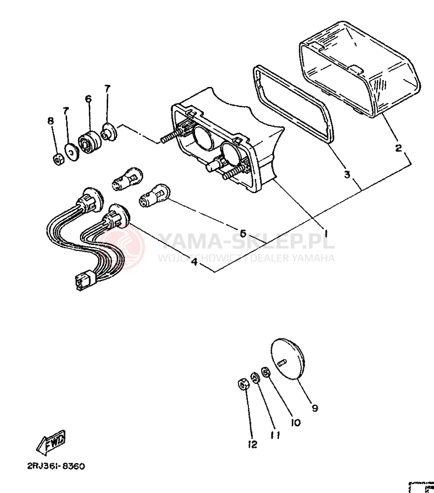 Schemat "lampa tył" do Yamaha TZR125