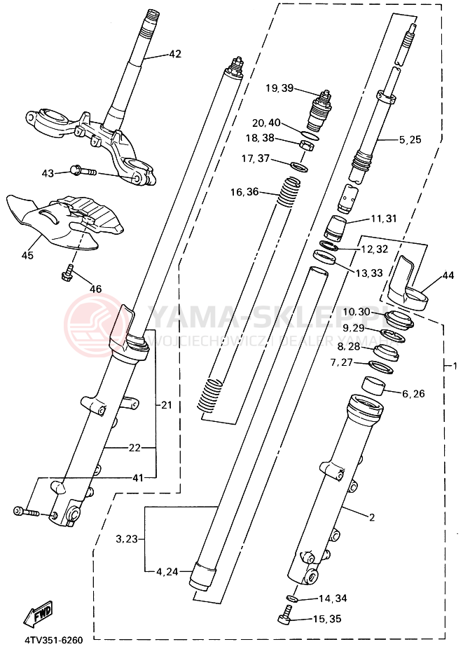 Schemat "Amortyzatory przód" do Yamaha YZF600R THUNDERCAT