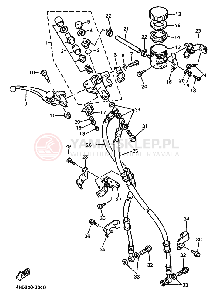 Schemat "Pompa hamulcowa przednia" do Yamaha YZF750R