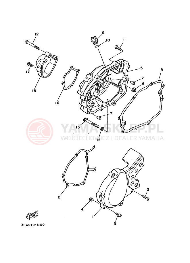 Schemat "Pokrywa silnika" do Yamaha DT200R