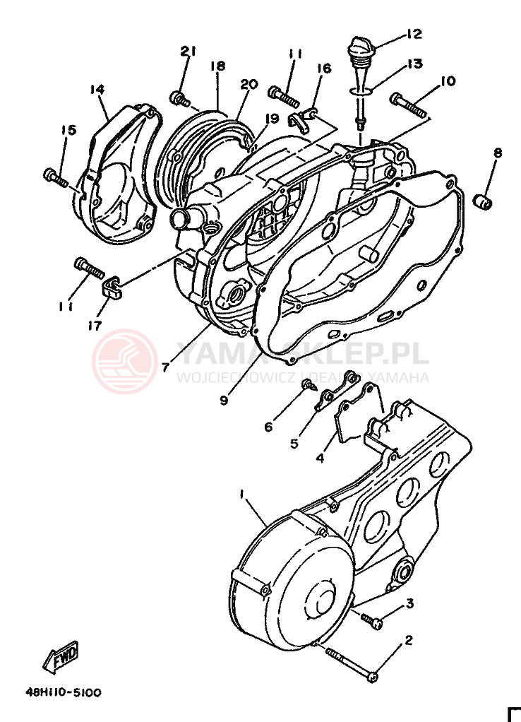 Schemat "Pokrywa silnika" do Yamaha RD350LCF