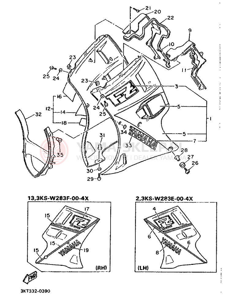 Schemat "POKRYWA SILNIKA 2" do Yamaha FZ750 GENESIS