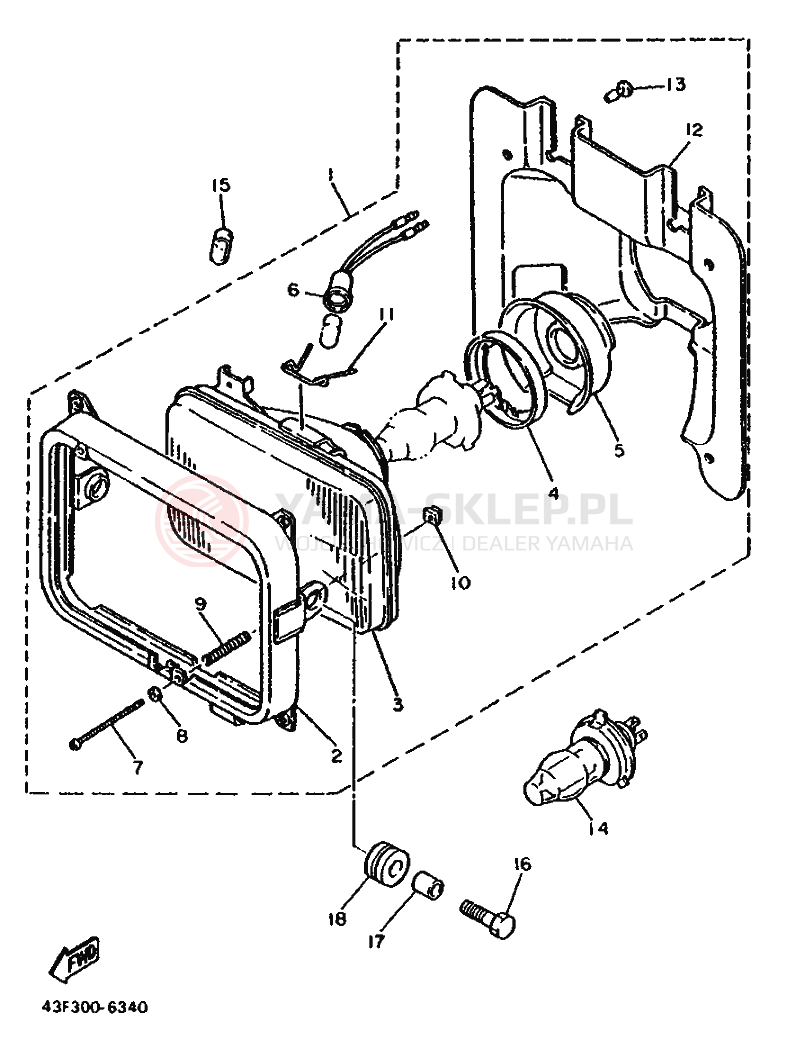 Schemat "Lampa przód" do Yamaha XT600ZS
