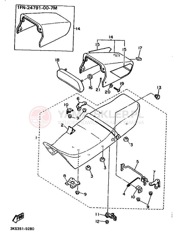 Schemat "siedzenie" do Yamaha FZ750 GENESIS