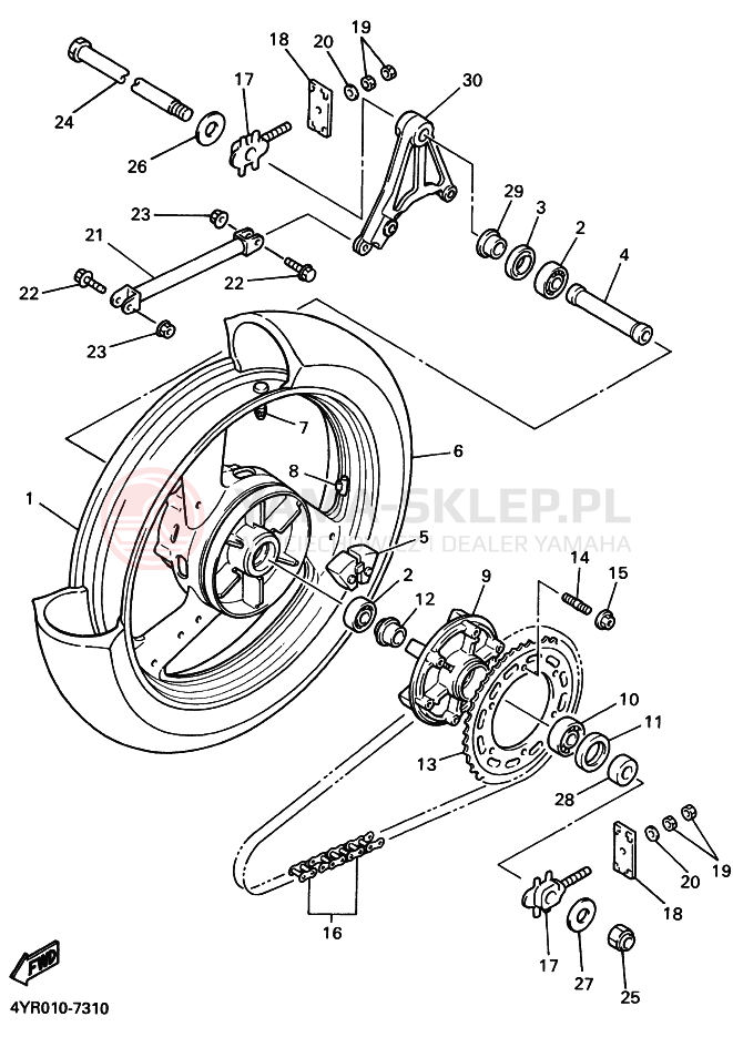 Schemat "Koło tył" do Yamaha FZ400