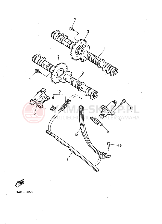 Schemat "Rozrząd - łańcuszek" do Yamaha FZ750 GENESIS
