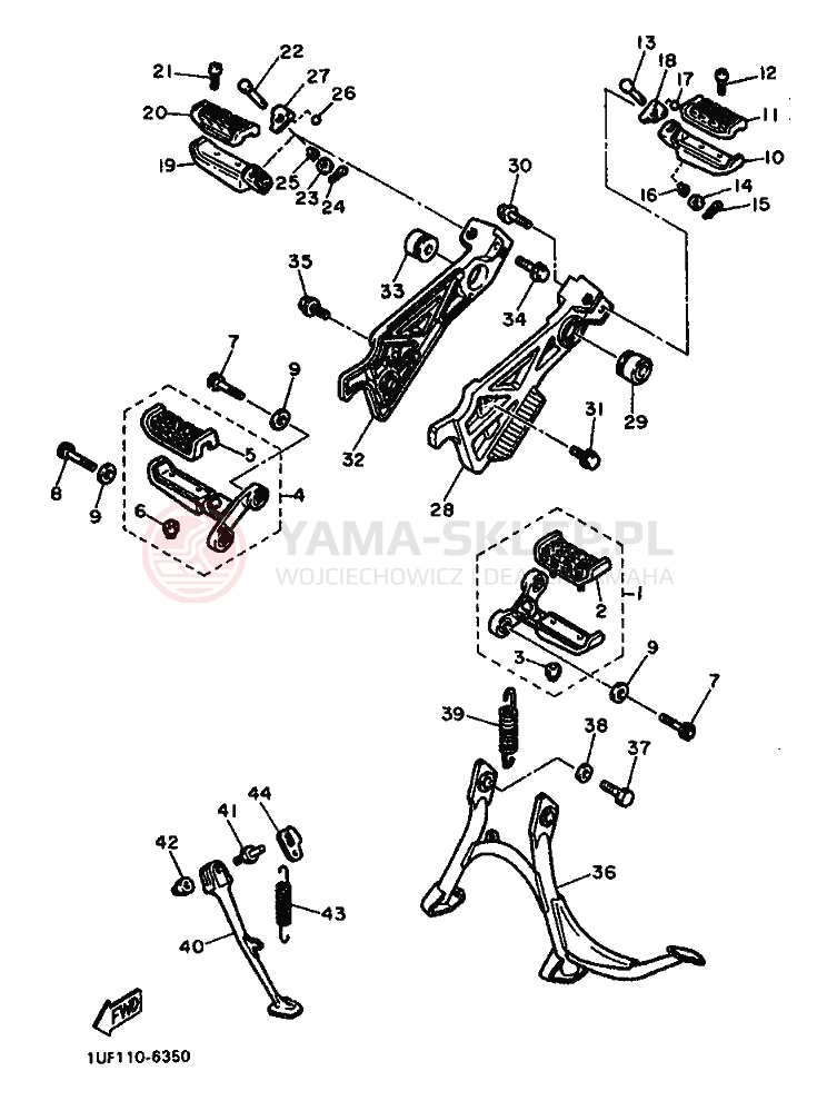 Schemat "Stopka postojowa i podnóżki" do Yamaha FZX750
